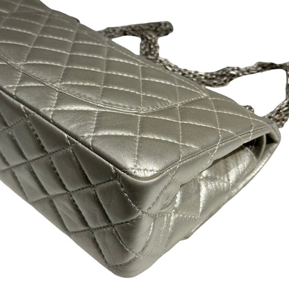 CHANEL SILVER PHW 2.55 DOUBLE FLAP BAG MEDIUM [3000275]