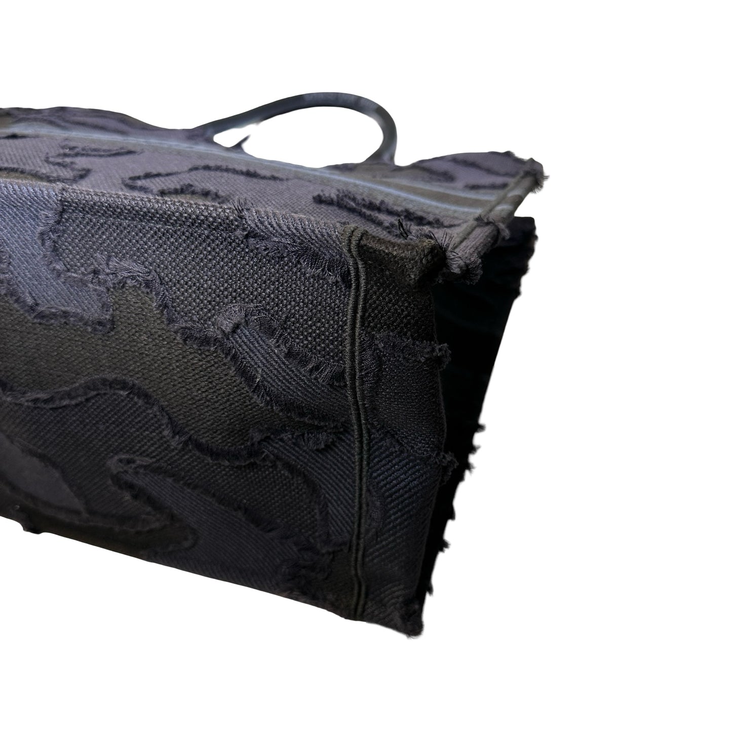 Used DIOR Camouflage Fringed Book Tote Blue Black