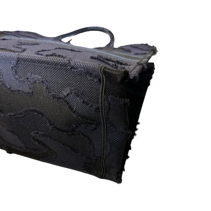 Used DIOR Camouflage Fringed Book Tote Blue Black