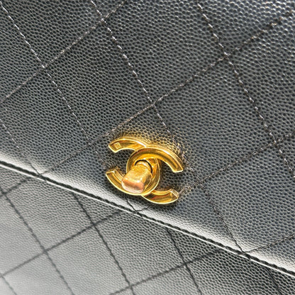 Used CHANEL Caviar Quilted Quilted Shoulder Bag Black Gold