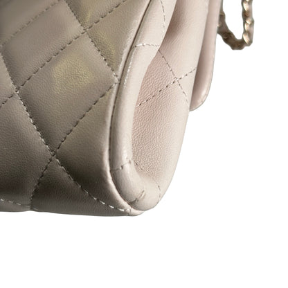 Used CHANEL Lambskin Flap Bag Chain Shoulder Bag Light Peach GHW