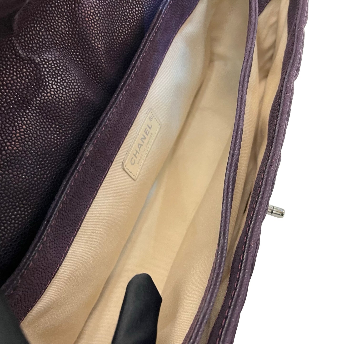 Used Chanel Caviar Leather Chain Purple PHW