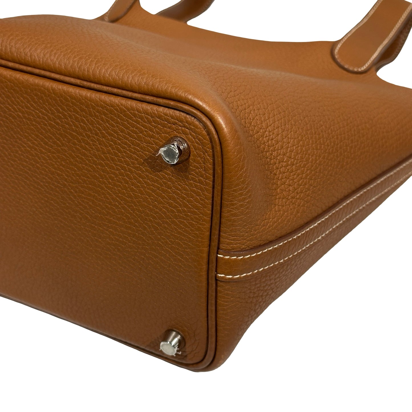 Used HERMÈS Clemence leather Picotin Handbag Brown PHW