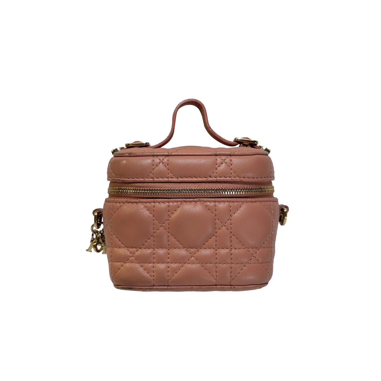 Used DIOR Cannage Cannage Vanity case Pink，GHW