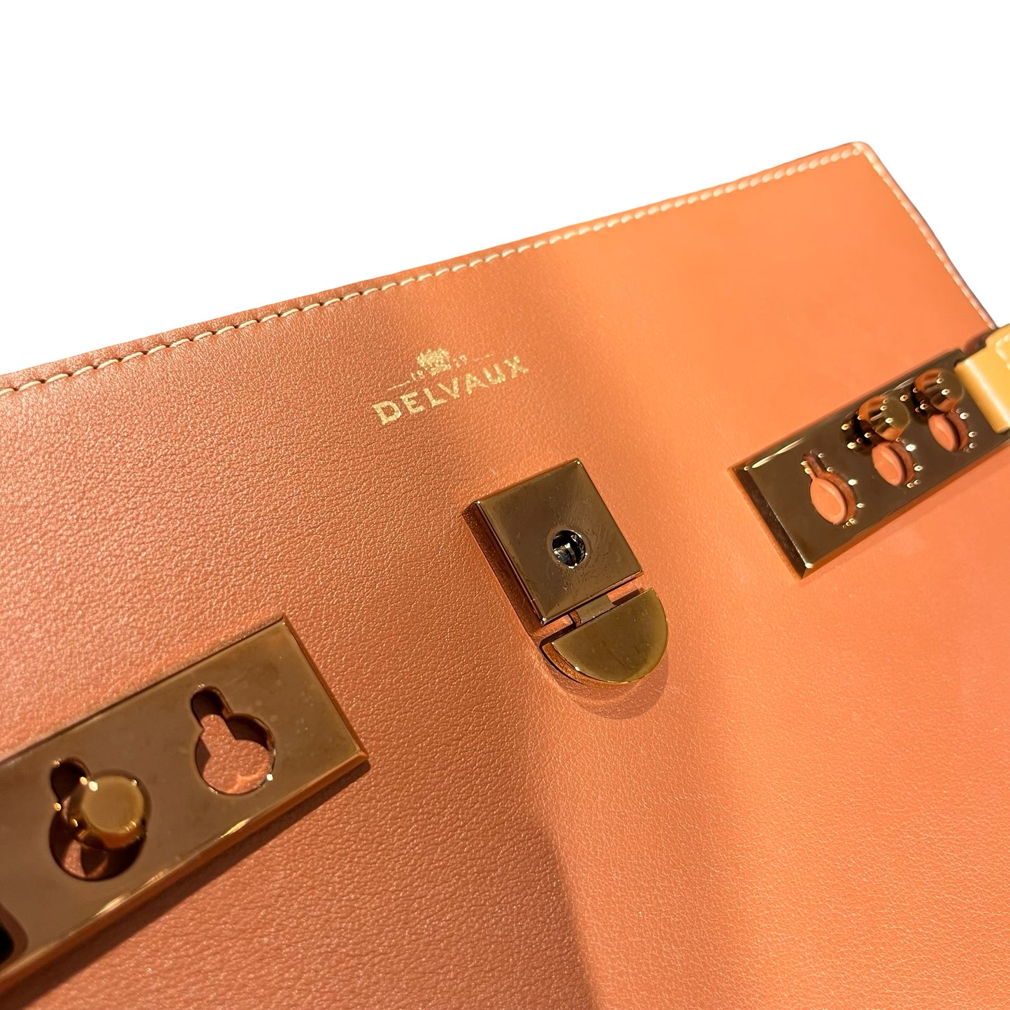 Used Delvaux Calfskin Leather Tempete MM Shoulder Bag Pink RGHW