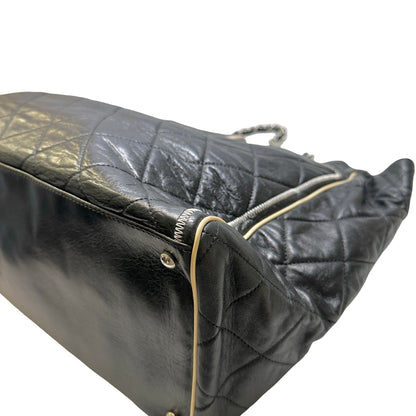 Used CHANEL Quilted Leather Quilted Tote Tote Bag Black Silver