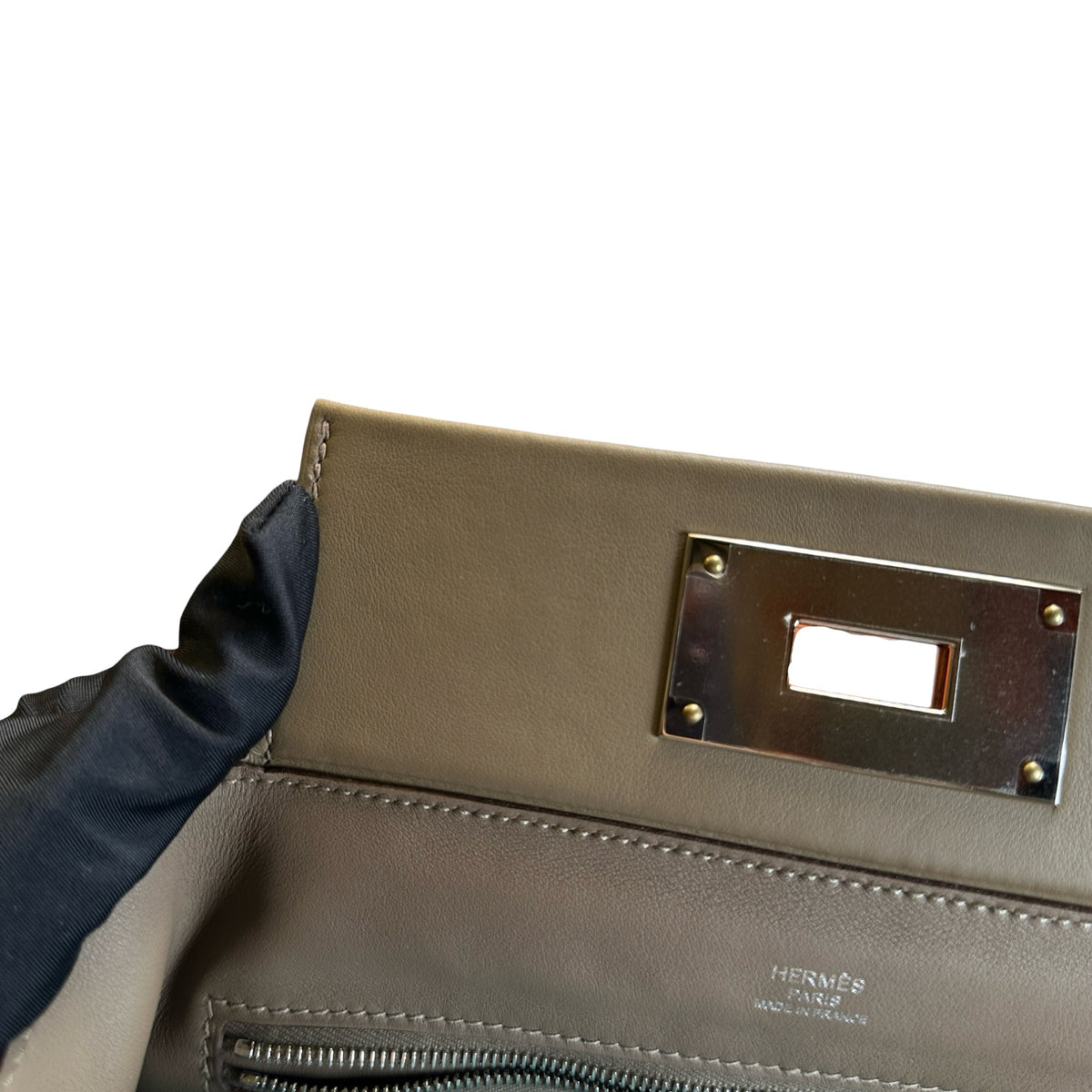 Used HERMES Togo Leather Mini 2424 Handbag ETOUPE/ETOU PHW