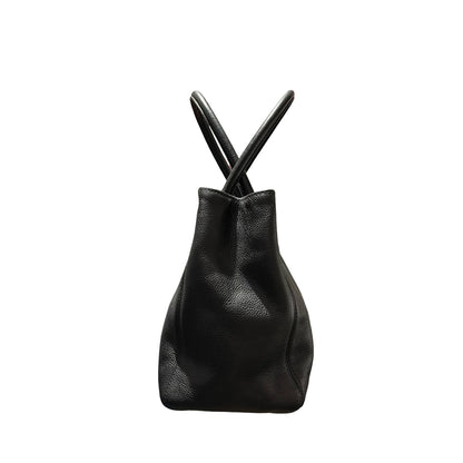 Used CHANEL Calfskin Leather Executive Tote Bag Black PHW