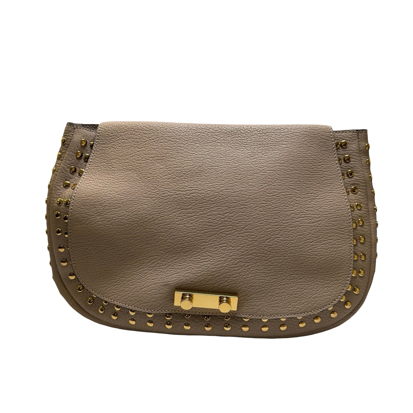 Used MARNI Leather Studded Trunk Bag Crossbody Bag Beige Gold