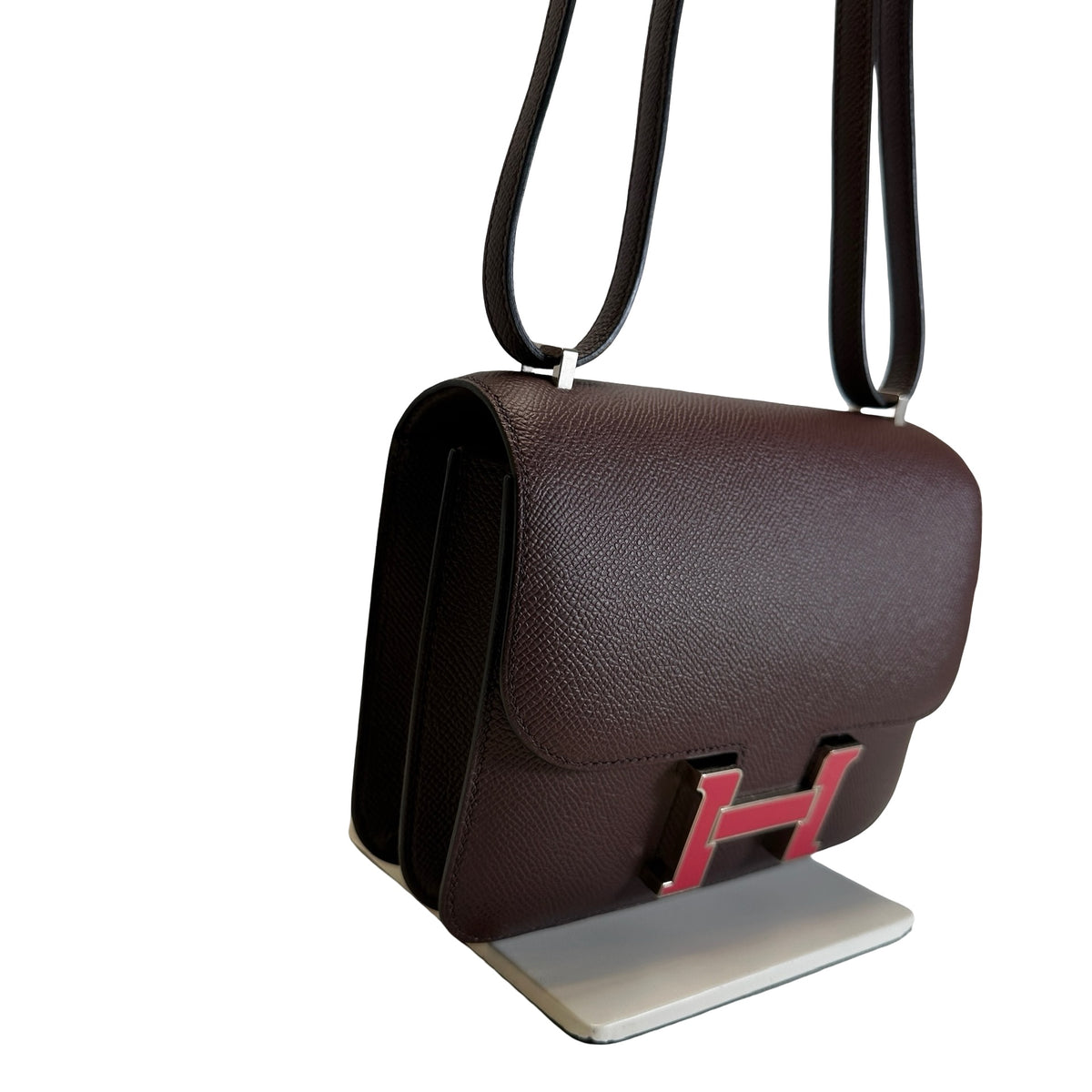 Used HERMES Epsom Mini Constance Crossbody Bag Rouge