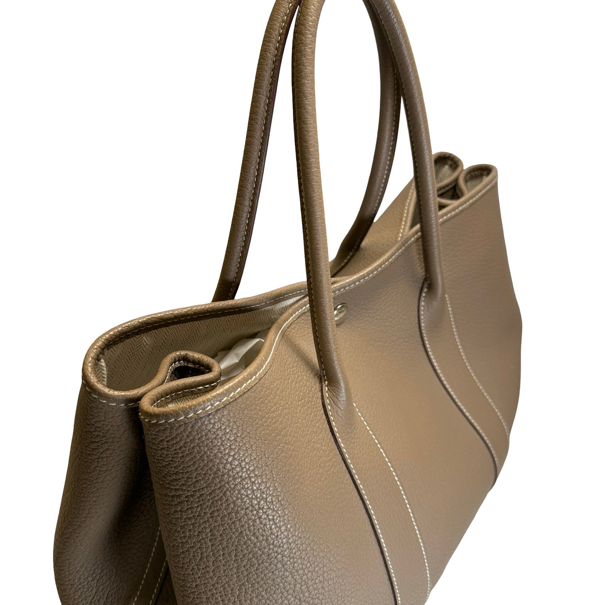Used HERMES Negonda Leather Garden Party Tote Bag Etoupe