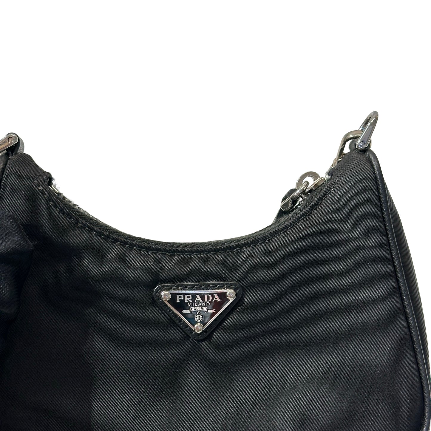 Used PRADA Re-nylon Re-edition 2005 Chain Shoulder Bag Black PHW