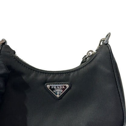 Used PRADA Re-nylon Re-edition 2005 Chain Shoulder Bag Black PHW
