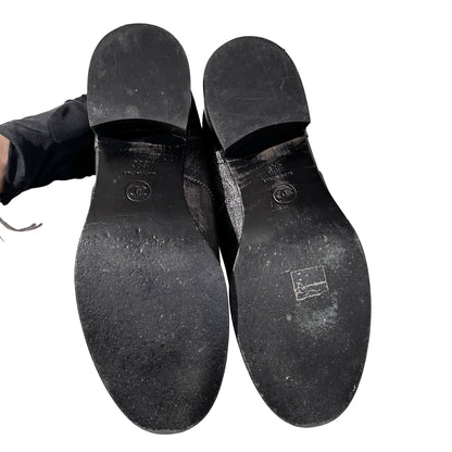 Used CHANEL Short Boots Shoes Silver Black Shoes
