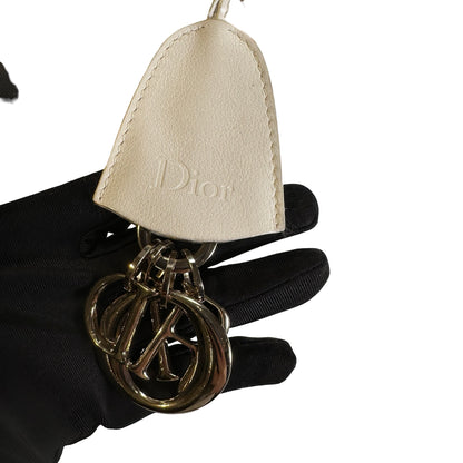 Used CHRISTIAN DIOR Leather Miss Dior Promenade Pouch Chain Shoulder Bag White GHW