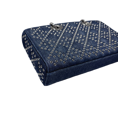 Used DIOR D-Joy Medium Handbag Navy Blue PHW