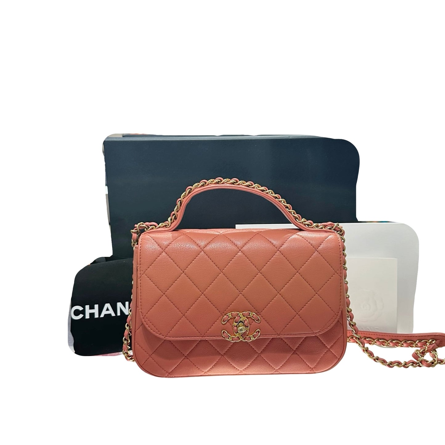 Used CHANEL Calfskin Leather Flap Cross Body Bag Pink GHW