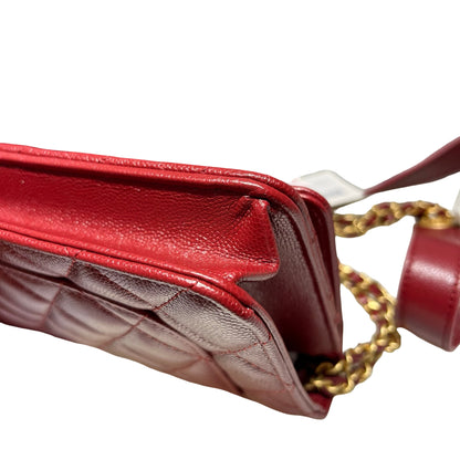 CHANEL RED GHW WALLET ON CHAIN [3000625]