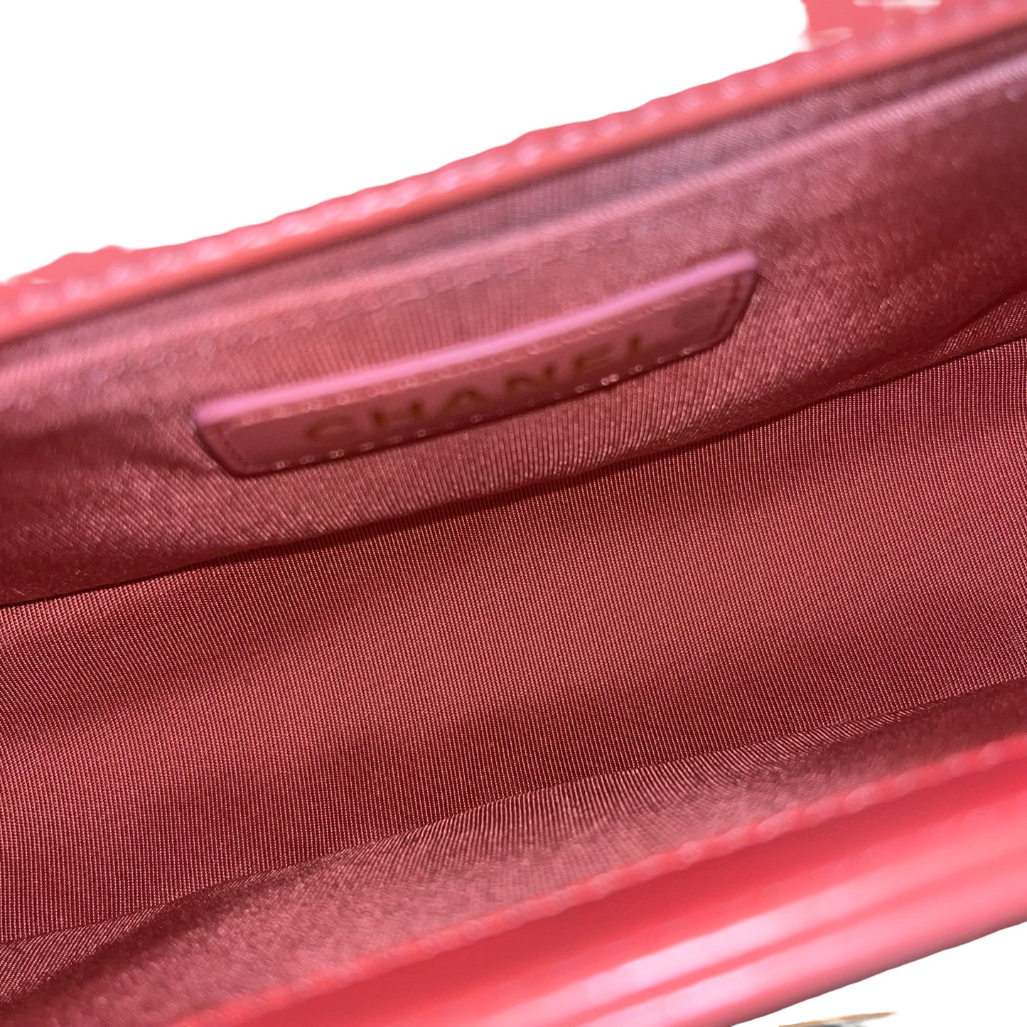 Used CHANEL Small Boy Chain Shoulder Bag Pink GHW