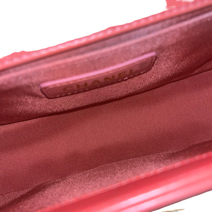 Used CHANEL Small Boy Chain Shoulder Bag Pink GHW