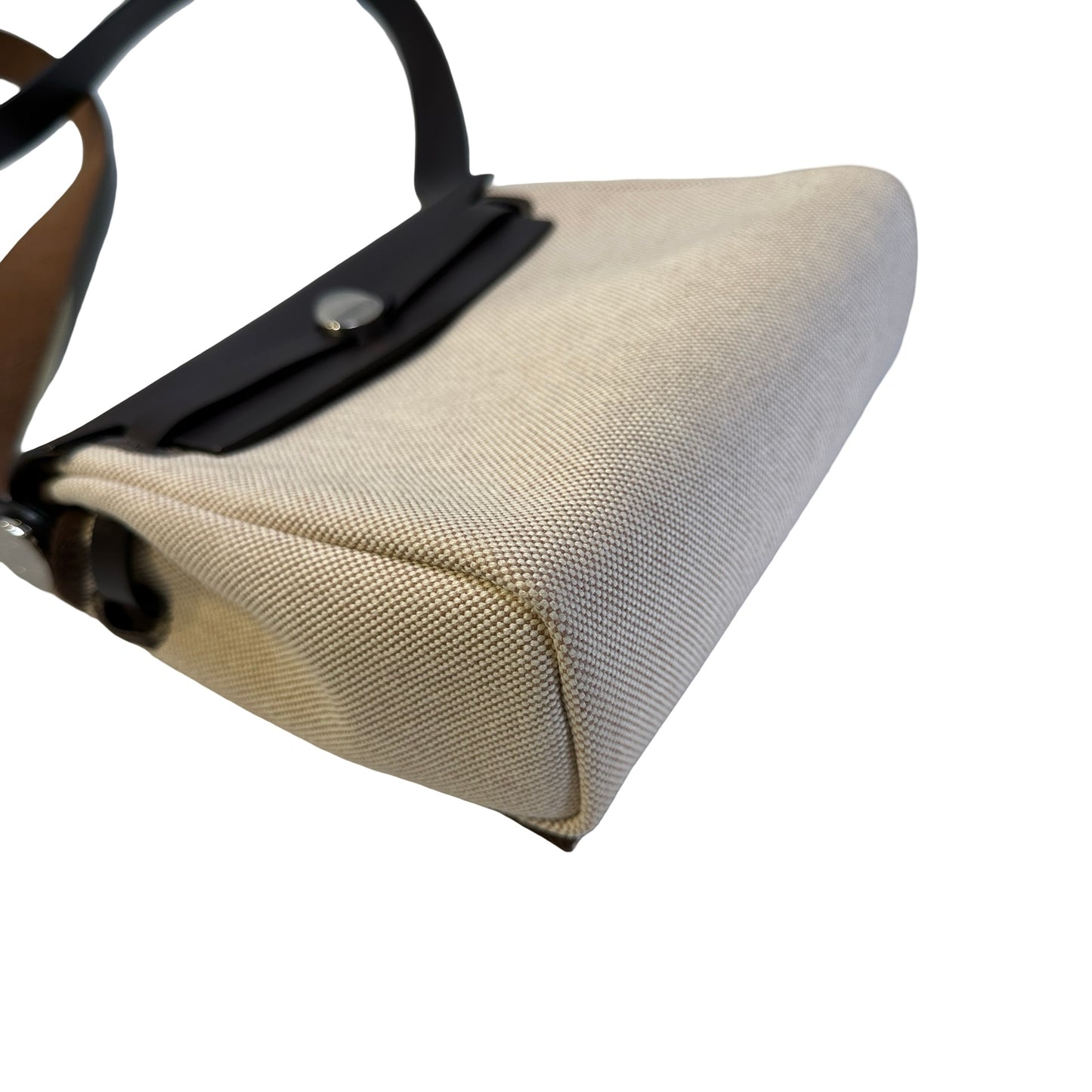 Used HERMES Canvas Leather Mini Herbag Handbag Beige Brown