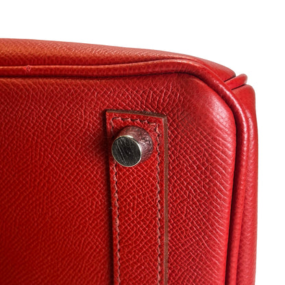 Used HERMES Epsom HAC 28 Handbag Red PHW