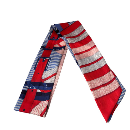Used Hermès Silk Twilly Twilly Red Blue