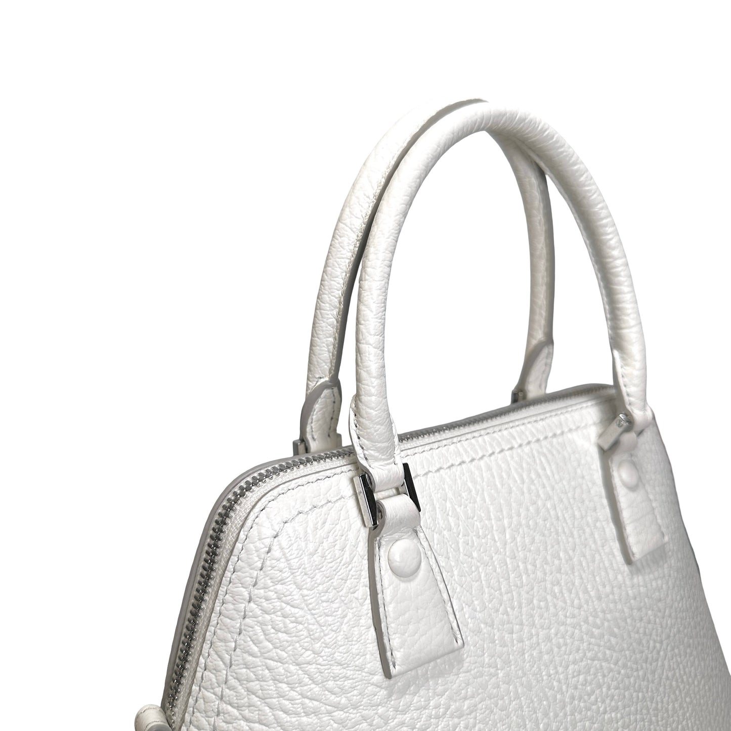 Used MAISON MARGIELA Textured Leather 5AC Classique Mini Bag Handbag White PHW