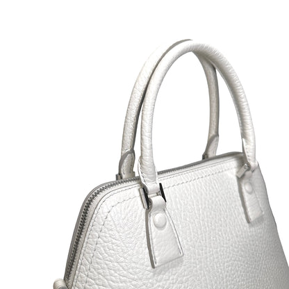 Used MAISON MARGIELA Textured Leather 5AC Classique Mini Bag Handbag White PHW