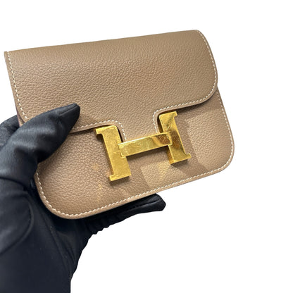 Used HERMÈS Constance Slim Wallet Etoupe GHW Wallet