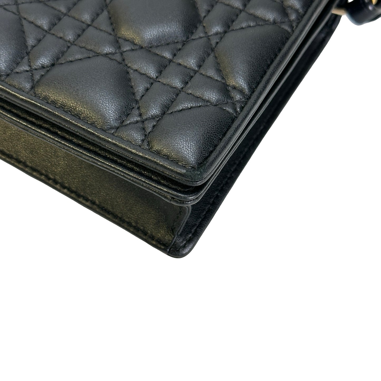Used DIOR Cannage Lady Dior Crossbody Bag Black GHW