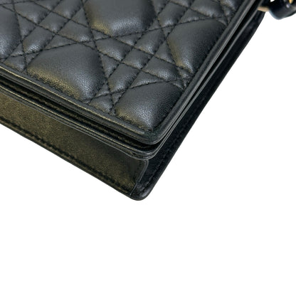Used DIOR Cannage Lady Dior Crossbody Bag Black GHW