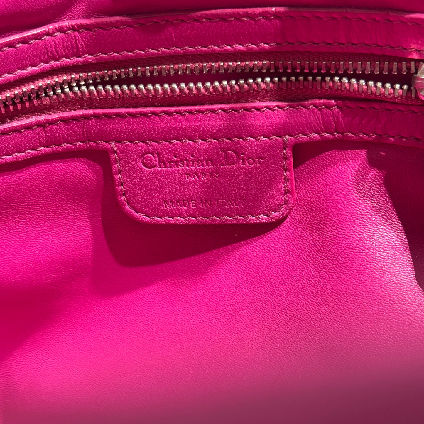 DIOR PINK PHW WOVEN LEATHER HANDBAG [3000264]