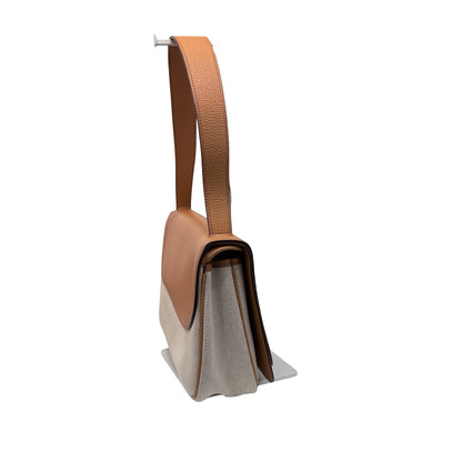 Used HERMÈS Shoulder Bag Brown White PHW