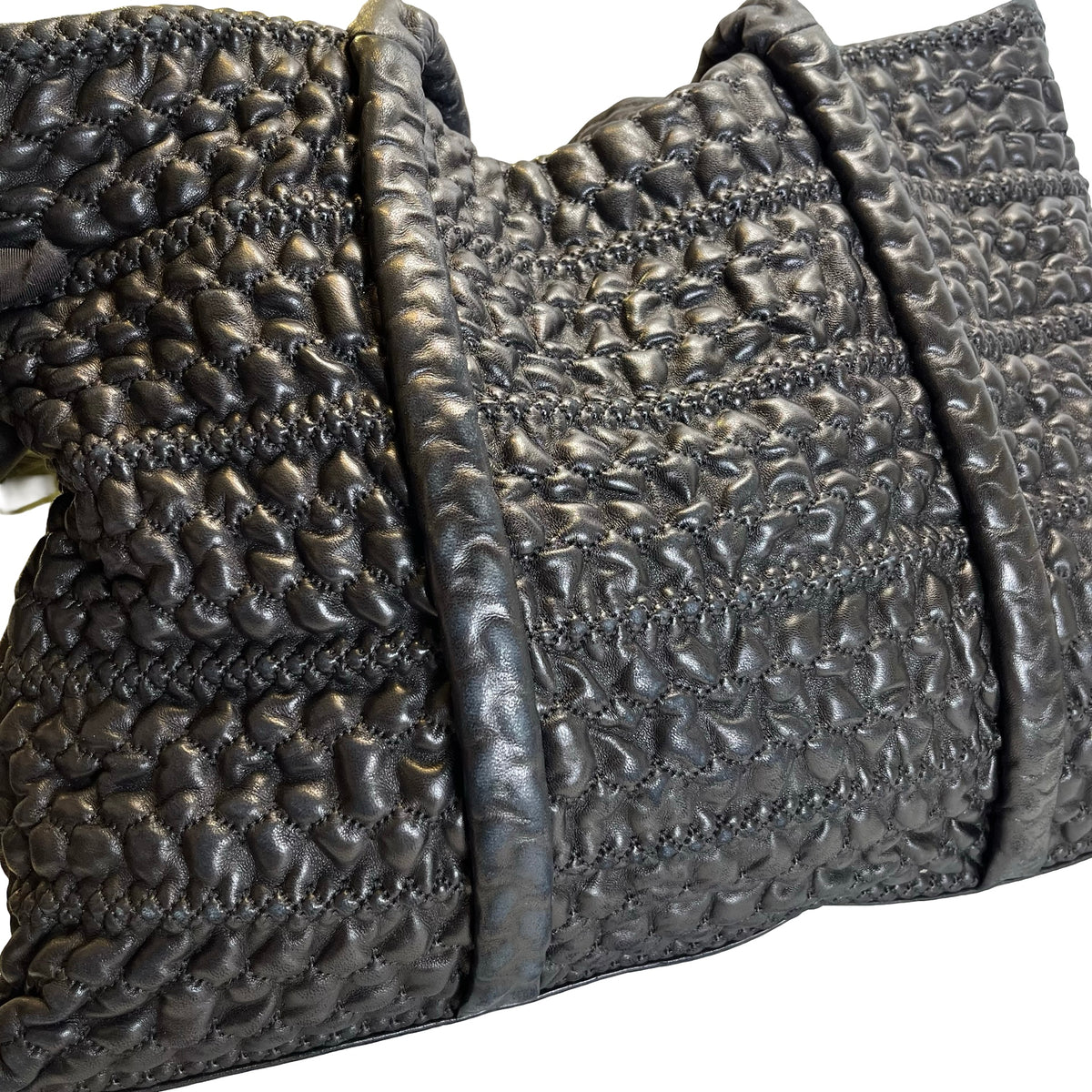 Used CHANEL Lambskin Tote Bag Tote Bag Black Silver