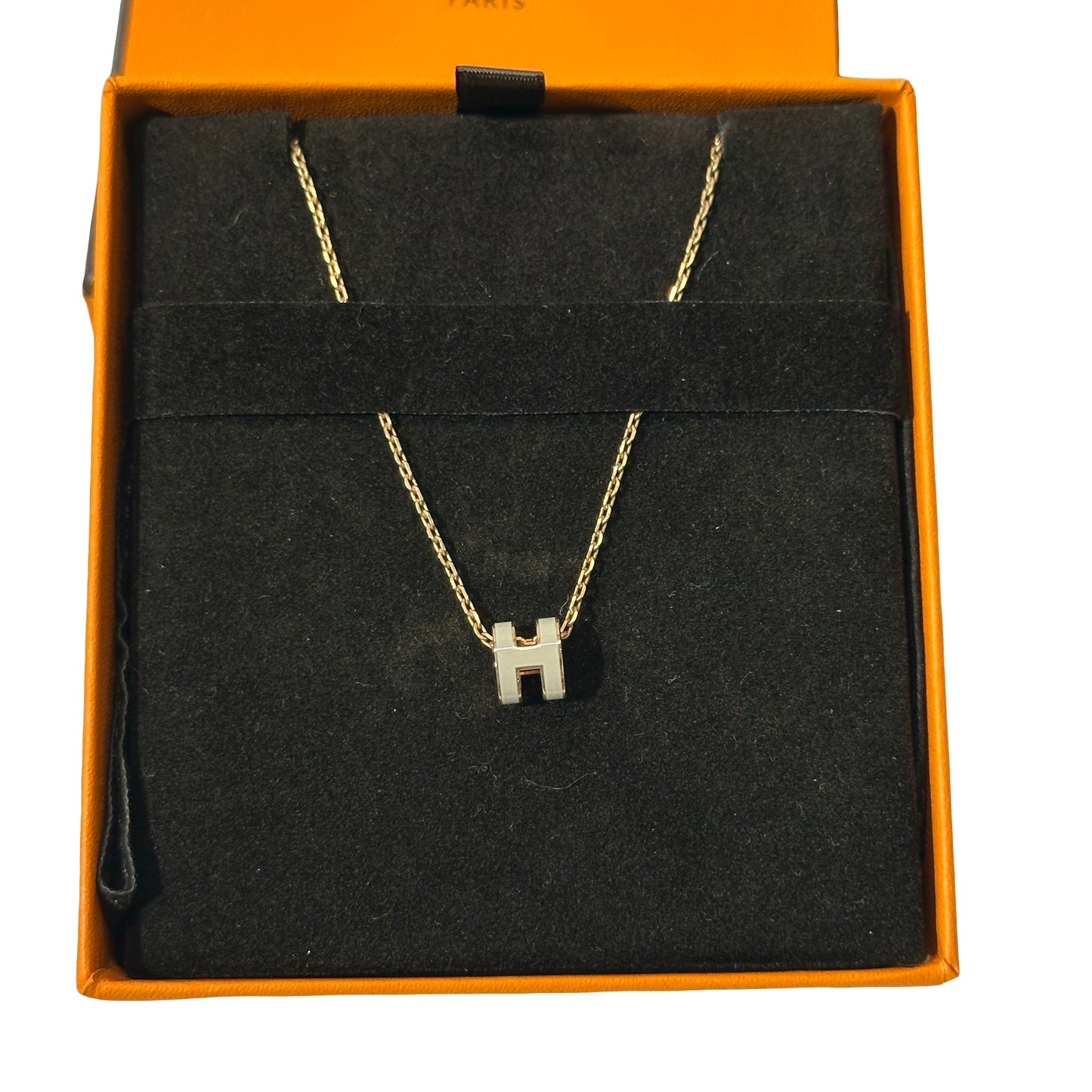 Used HERMÈS Mini Pop H Necklace Grey GHW