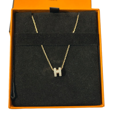 Used HERMÈS Mini Pop H Necklace Grey GHW