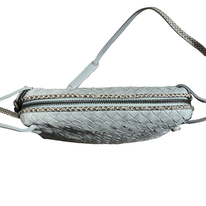 Used Bottega Veneta Lambskin Leather Butterfly Cross Body Bag PHW Grey