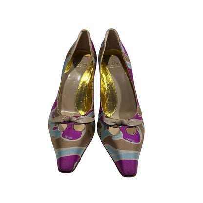 Used Fendi Heels Heels Gold Beige Purple Blue