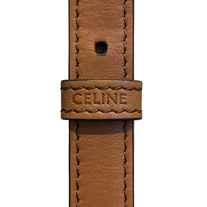 Used CÉLINE Calfskin Leather Triomphe Teen Small Shoulder Bag Natural Tan