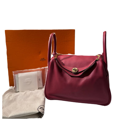 Used HERMÈS Lindy 30 Tote Bag Pink GHW