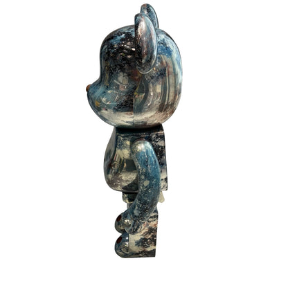 Used BEAR BRICKS Abstract Metallic BE@RBRICK Accessories Blue Silver Grey