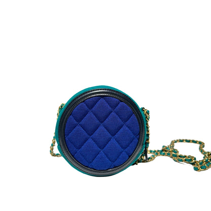 Jersey Quilted round fiigree Chain Shoulder Bag [101605]