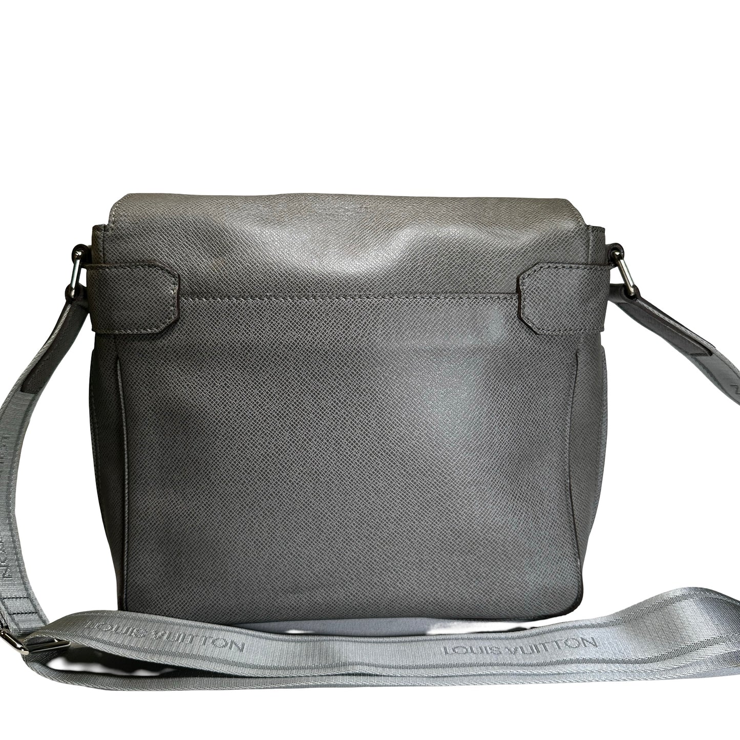 Used LOUIS VUITTON Calfskin Roman Messenger Bag Grey PHW