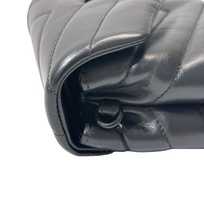 SAINT LAURENT Matelassé Calfskin Loulou Shoulder Bag Black