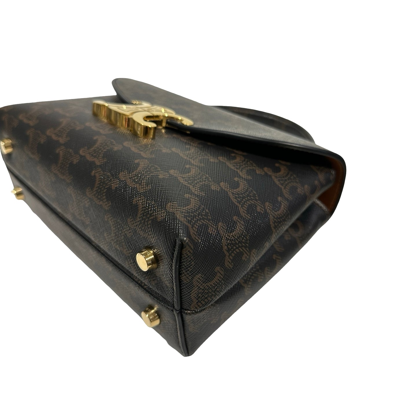 Used Céline TRIOMPHE Canvas Teen Nino Shoulder Bag GHW Brown