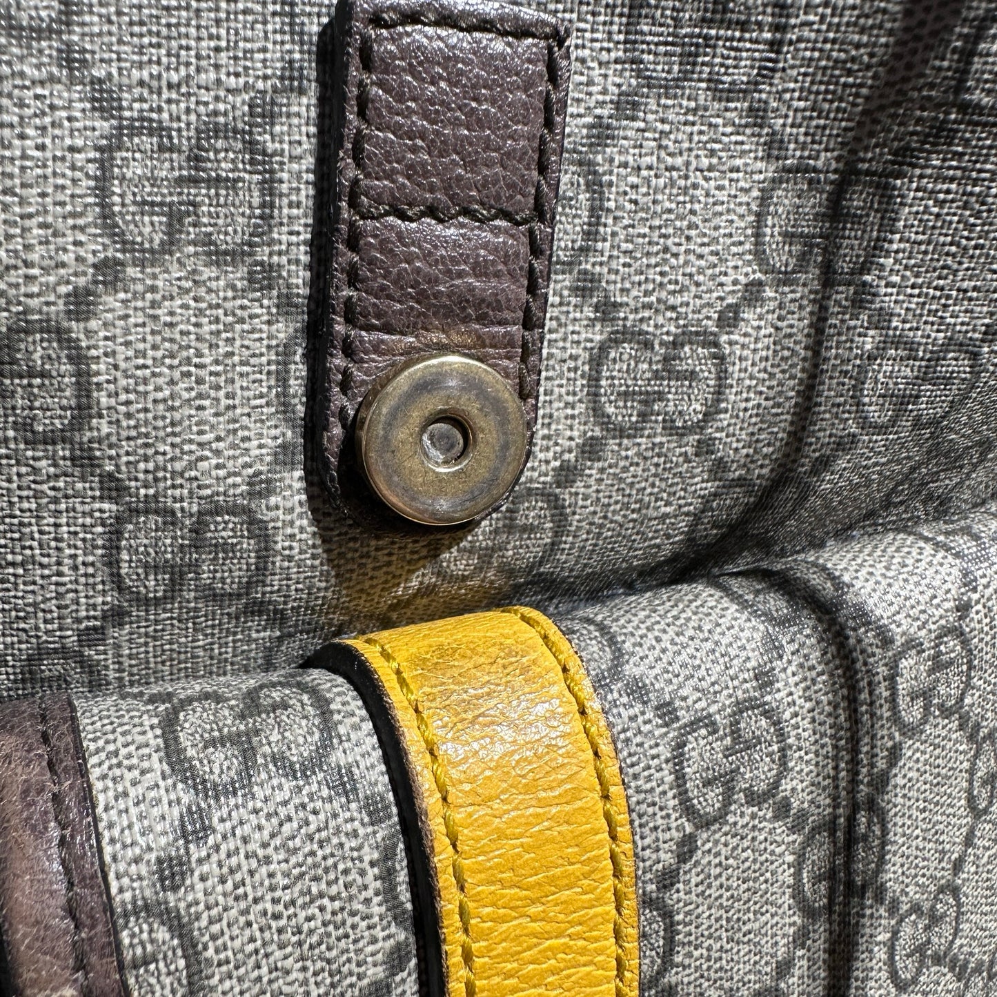 Used Gucci Coated Canvas Backpack Brown GHW