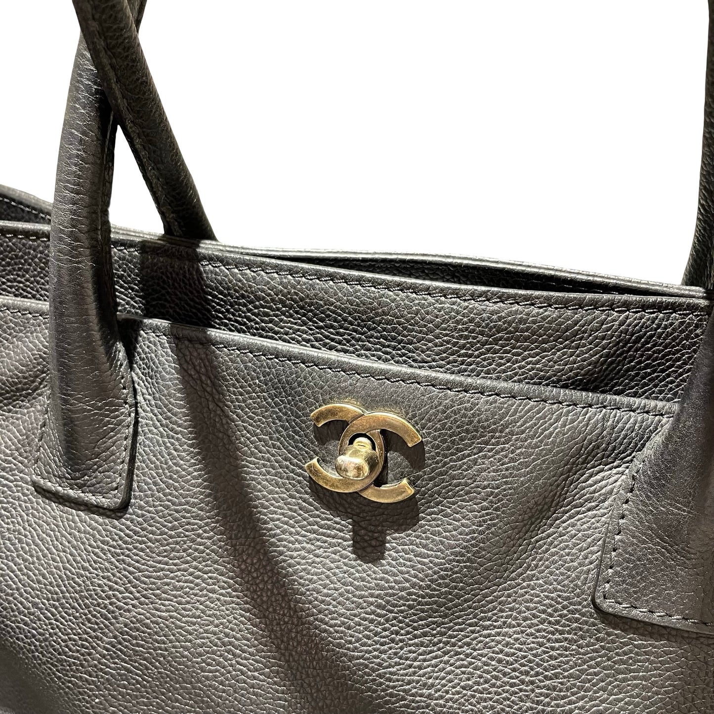 Used CHANEL Calfskin Leather Executive Tote Bag Black PHW
