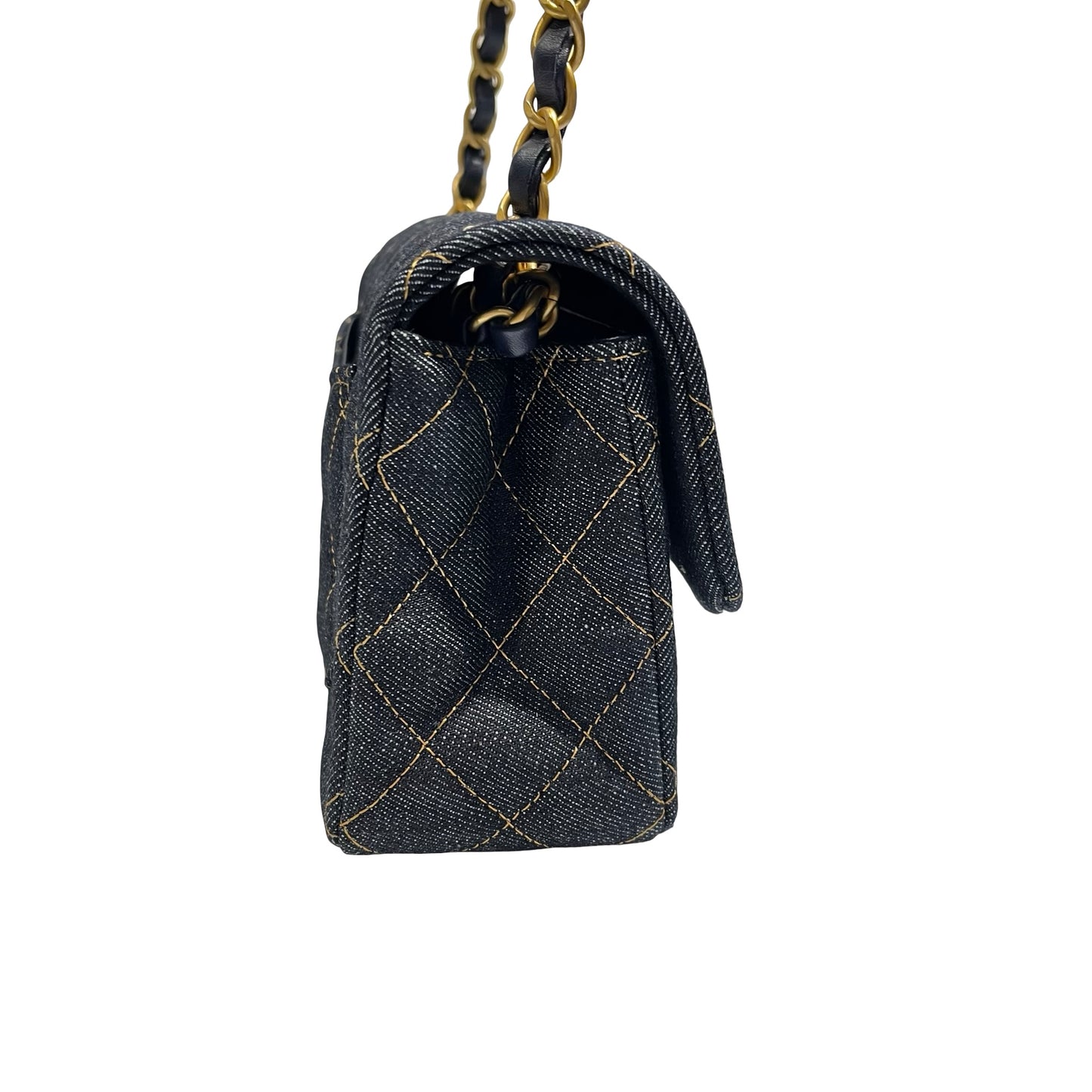 Unused Chanel Denim 20 Mini Flap Shoulder Bag Navy Blue GHW