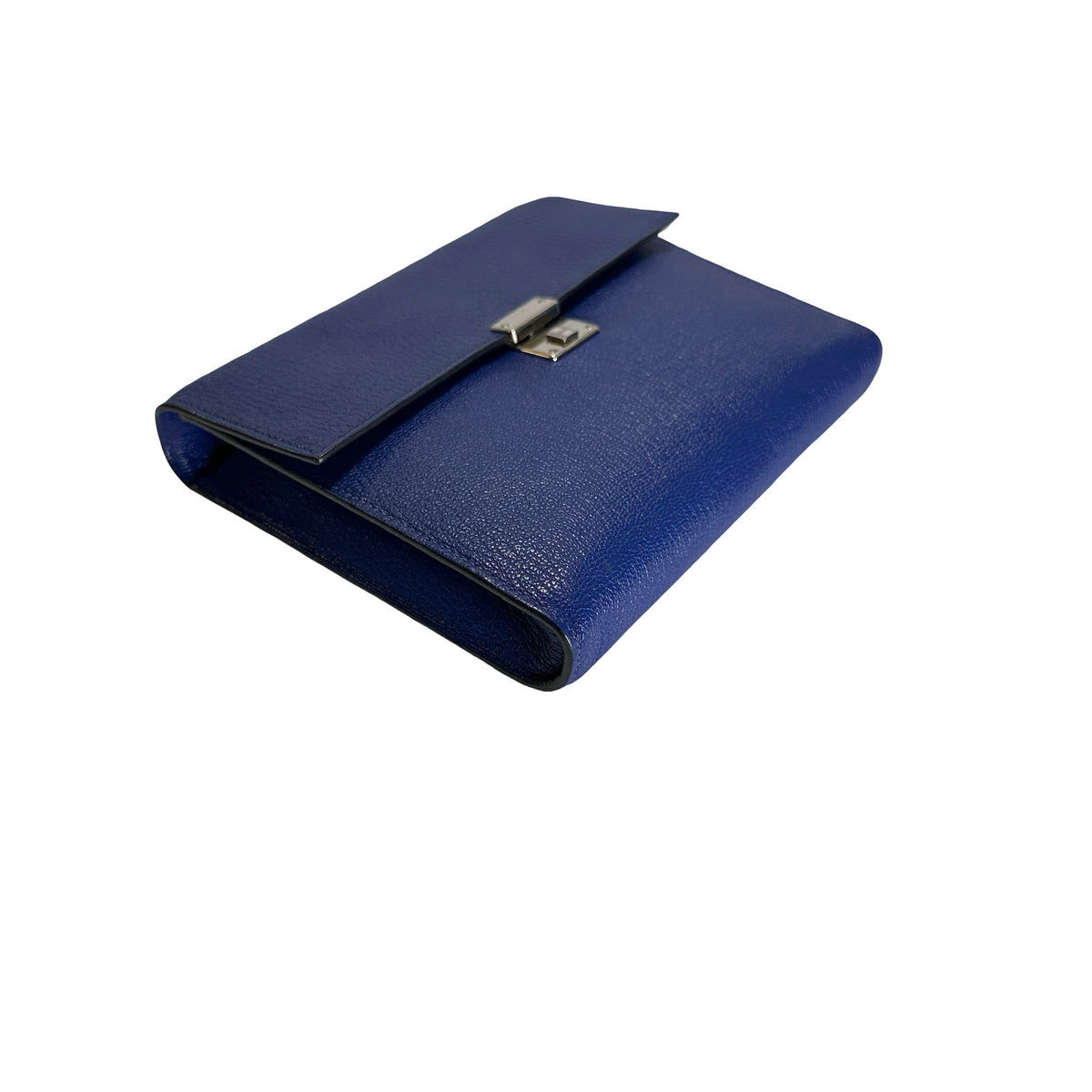 Used HERMES Chevre Clic 16 Crossbody Bag Blue，PHW